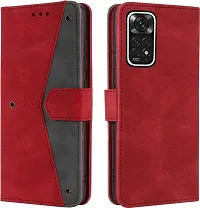 Flip Cover Compatible for Mi Redmi Note 11S Flip Cover Redmi Note 11T Back cover Mi Redmi Note 11 4G Flip Cover Redmi Note 11T mobile back cover XiaoMi Redmi Note 11S Flip Cover Executive Red, Magnetic Closure-thumb3