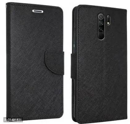 Flip Cover Compatible for Mi Redmi 9 Prime Mobile Back CoverPoco M2 Flip Cover Stylish Girls Cover Boys Designer Cover Black-thumb0