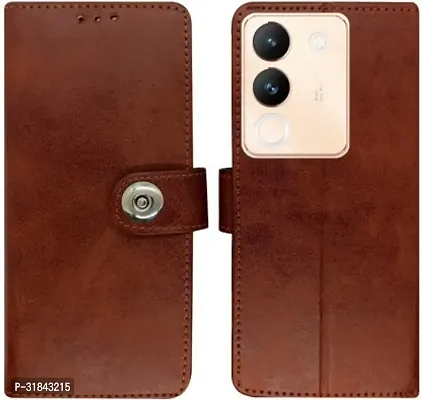 Gladly Flip Cover Compatible for Vivo Y200 5G Back Cover Soft Silicon Tpu Flip Cover Magnetic Brown-thumb0