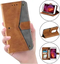 Rahishi Artificial Leather Flip Cover Compatible for Mi Redmi 8 Executive Brown, Magnetic Closure-thumb4