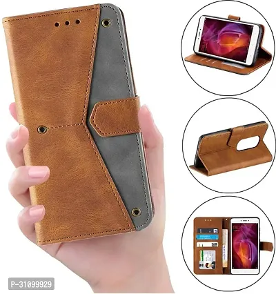 Rahishi Artificial Leather Flip Cover Compatible for Mi Redmi 8 Executive Brown, Magnetic Closure-thumb5