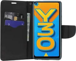 Flip Cover Compatible for Vivo Y30 Back Cover Soft TPU Silicone Black-thumb1