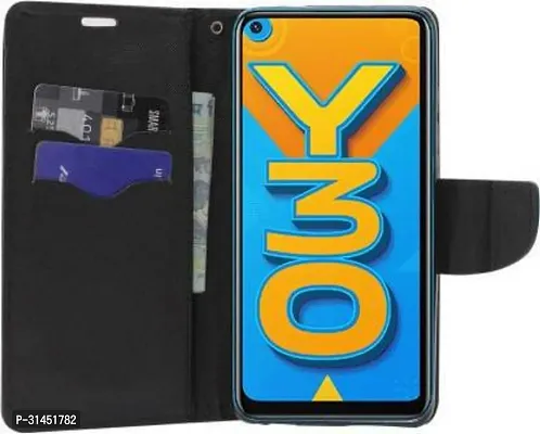 Flip Cover Compatible for Vivo Y30 Back Cover Soft TPU Silicone Black-thumb2