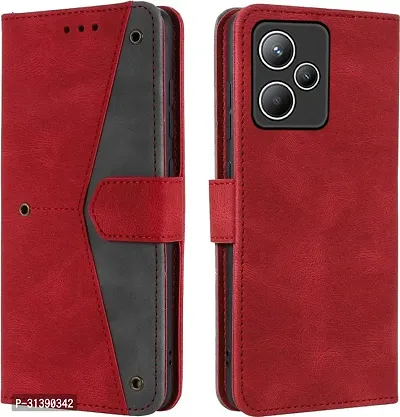 Flip Cover Compatible for Mi Redmi 12 5G Flip Cover Redmi 12 5G Back cover Redmi 12 Flip Cover Redmi 12 5G mobile back cover Xiaomi Redmi 12 5G Flip Cover Executive Red, Magnetic Closure-thumb4