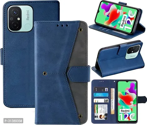 Flip Cover Compatible for Mi Redmi 11A Flip Cover Redmi 11A Back cover Redmi 12C / POCO C55 Flip Cover Redmi 11A mobile back cover Xiaomi Redmi 11A Flip Cover Executive Blue, Magnetic Closure-thumb4