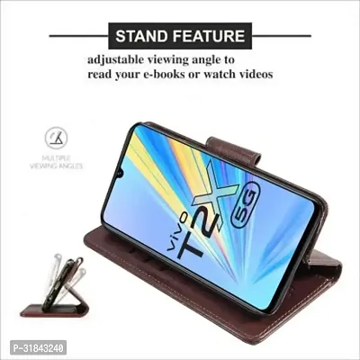 Gladly Flip Cover Compatible for Vivo T2X 5G Back Cover Soft Silicon Tpu Flip Cover Coffee Brown-thumb3