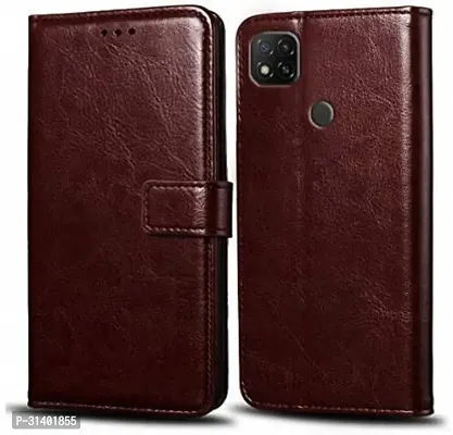 Flip Cover Compatible for Mi Redmi 9 Mobile Back Cover Mi  Redmi 9C Mobile Back Cover Mi  Redmi 9 Active Mobile Back CoverPoco C31 Flip Cover Stylish Girls Cover Boys Designer Cover Brown-thumb0