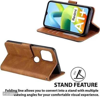 Flip Cover Compatible for Mi Redmi A1 Plus Flip Cover Redmi A1 Plus Back cover Mi Redmi A2 Plus/ Flip Cover Redmi A1 Plus mobile back cover Xiaomi Redmi A1 Plus Flip Cover Executive Brown, Magnetic Closure-thumb2