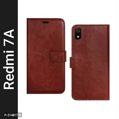 Flip Cover Compatible for Mi Redmi 7A Flip Cover Stylish Girls Cover Boys Designer Cover Brown-thumb0