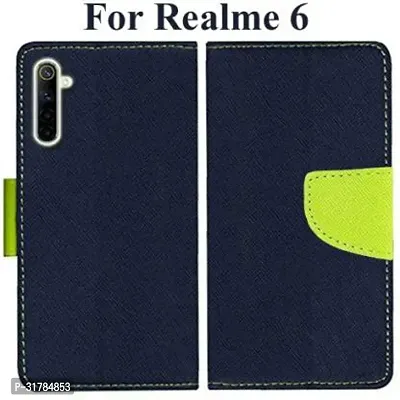 Gladly Flip Cover Compatible for Realme 6 Back Cover Soft Silicon Tpu Flip Cover Blue