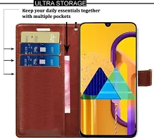 Flip Cover Compatible for Samsung Galaxy M21 Flip Cover Samsung Galaxy M30s Brown-thumb2