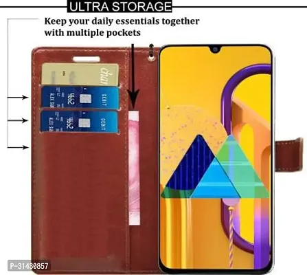 Flip Cover Compatible for Samsung Galaxy M21 Flip Cover Samsung Galaxy M30s Brown-thumb3