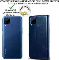 Flip Cover Compatible for Realme C15 Blue-thumb1