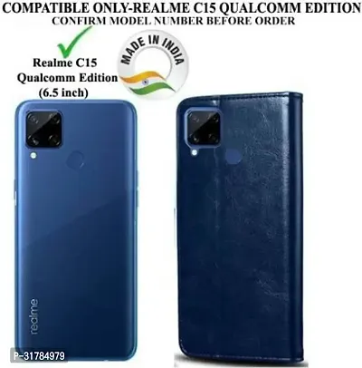 Flip Cover Compatible for Realme C15 Blue-thumb2