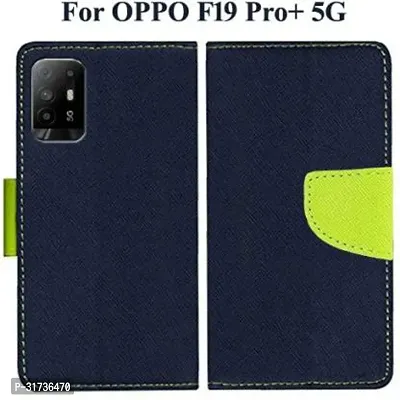 Gladly Flip Cover Compatible for  Oppo F19 Pro Plus Blue