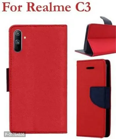 Gladly Flip Cover Compatible for Realme C3 Back Cover Soft Silicon Tpu Flip Cover Red