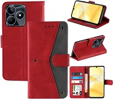 Stylish Flip Cover Compatible for Realme C51 Cover Executive Red, Magnetic Closure-thumb3