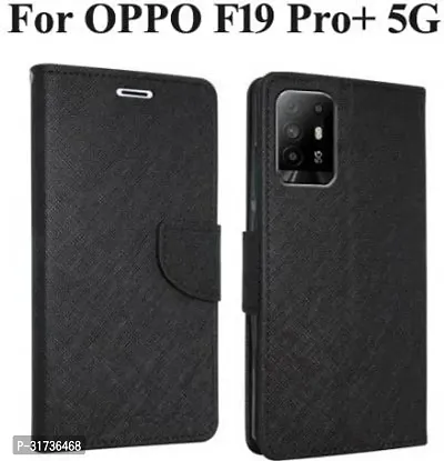 Gladly Flip Cover Compatible for  Oppo F19 Pro Plus Black