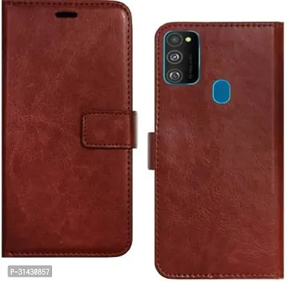 Flip Cover Compatible for Samsung Galaxy M21 Flip Cover Samsung Galaxy M30s Brown-thumb0