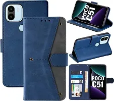 Gladly Flip Cover Compatible for POCO C51|MZB0EVCIN|MZB0EVBIN|MZB0F8WIN|MZB0DXKIN|MZB0F8VIN|MZB0E6DIN Back Cover Soft Silicon Tpu Flip Cover Executive Blue, Magnetic Closure-thumb3