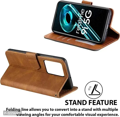 Stylish Flip Cover Compatible for Realme 9i 5G Cover Executive Brown, Magnetic Closure-thumb3