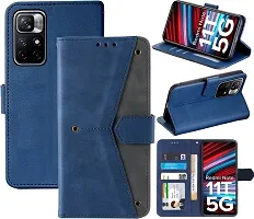 Flip Cover Compatible for Mi Redmi Note 11T 5G Flip Cover Redmi Note 11T Back cover POCO M4 Pro 5G Flip Cover Redmi Note 11T mobile back cover XiaoMi Redmi Note 11T 5G Flip Cover Executive Blue, Magnetic Closure-thumb3