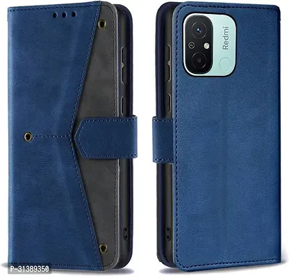 Flip Cover Compatible for Mi Redmi 11A Flip Cover Redmi 11A Back cover Redmi 12C / POCO C55 Flip Cover Redmi 11A mobile back cover Xiaomi Redmi 11A Flip Cover Executive Blue, Magnetic Closure-thumb0