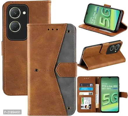 Flip Cover for i3 Vivo T3 Lite SA1 Brown Back Cover-thumb4