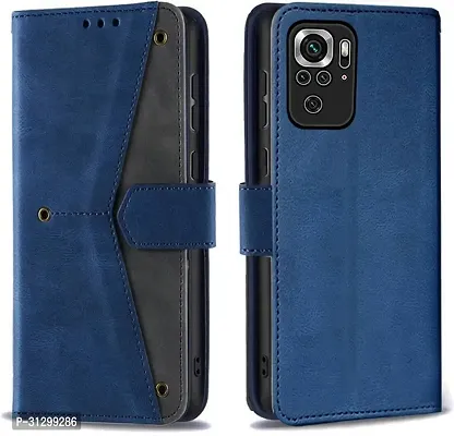 Flip Cover Compatible for Mi Redmi Note 10s Flip Cover Redmi Note 10s Back cover Mi Redmi Note 10 Flip Cover Redmi Note 10s mobile back cover Xiaomi Redmi Note 10s Flip Cover Executive Blue, Magnetic Closure-thumb0