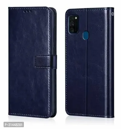 Gladly Flip Cover Compatible for Samsung Galaxy M21::Samsung Galaxy M30s Mobile Flip Cover With TPU Silicon Cover Blue-thumb0