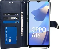 Gladly Flip Cover Compatible for  Oppo A16 Blue-thumb4