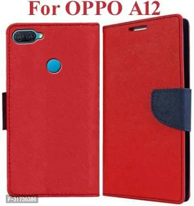 Gladly Flip Cover Compatible for  Oppo A12 Red-thumb0