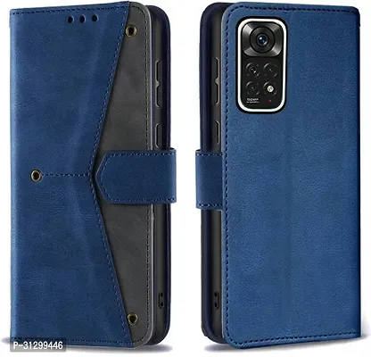 Flip Cover Compatible for Mi Redmi Note 11S Flip Cover Redmi Note 11T Back cover Mi Redmi Note 11 4G Flip Cover Redmi Note 11T mobile back cover XiaoMi Redmi Note 11S Flip Cover Executive Blue, Magnetic Closure-thumb4