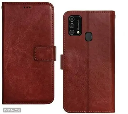 Gladly Flip Cover Compatible for Samsung Galaxy F41 Mobile Flip Cover With TPU Silicon Cover Brown