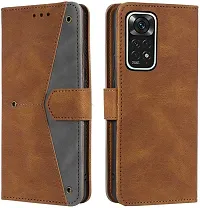 Flip Cover Compatible for Mi Redmi Note 11S Flip Cover Redmi Note 11T Back cover Mi Redmi Note 11 4G Flip Cover Redmi Note 11T mobile back cover XiaoMi Redmi Note 11S Flip Cover Executive Brown, Magnetic Closure-thumb3