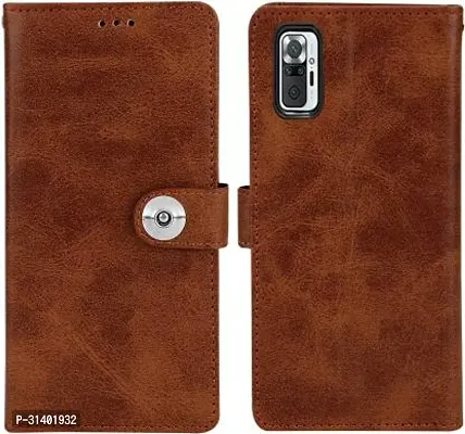 Flip Cover Compatible for Mi Redmi Note 10 pro Mobile Back CoverRedmi Note 10 Pro max Flip Cover Stylish Girls Cover Boys Designer Cover Brown-thumb0