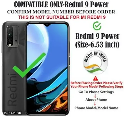 Flip Cover Compatible for Mi Redmi 9 Power Flip Cover Stylish Girls Cover Boys Designer Cover Black-thumb2