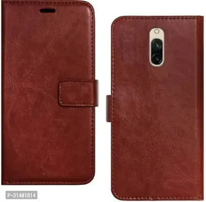 Flip Cover Compatible for Mi Redmi 8A Dual Flip Cover Stylish Girls Cover Boys Designer Cover Brown-thumb0