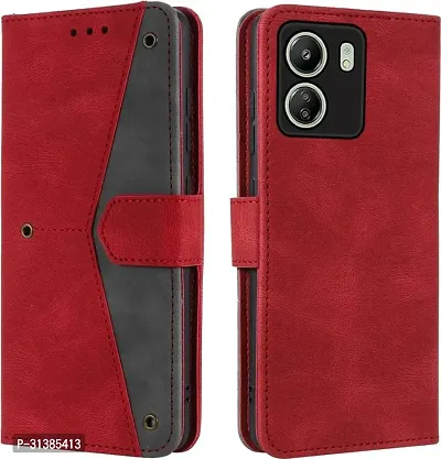 Flip Cover Compatible for Mi Redmi 13C Flip Cover Redmi 13C Back cover Mi Redmi 13C 4G/ Flip Cover Redmi 13C mobile back cover Xiaomi Redmi 13C Flip Cover Executive Red, Magnetic Closure-thumb0