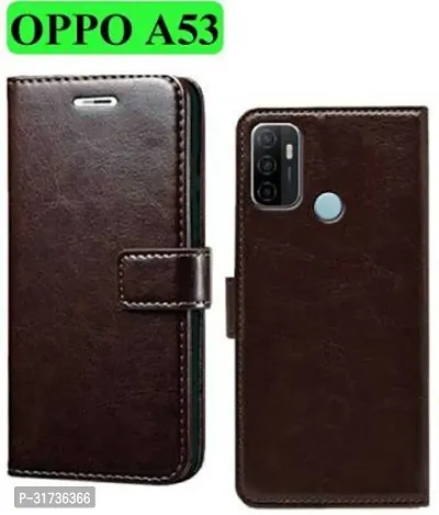 Gladly Flip Cover Compatible for  Oppo A53 Flip Cover Oppo A53 2020 Brown-thumb0