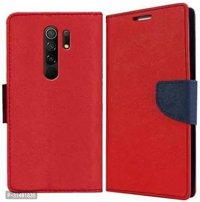 Flip Cover Compatible for Mi Redmi 9 Prime Mobile Back CoverPoco M2 Flip Cover Stylish Girls Cover Boys Designer Cover Red-thumb0