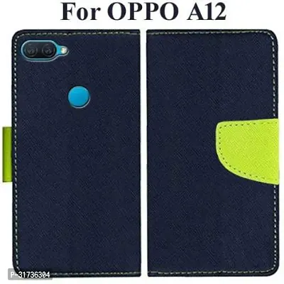 Gladly Flip Cover Compatible for  Oppo A12 Blue