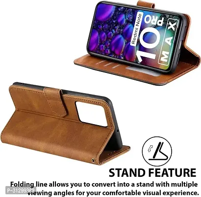 Flip Cover Compatible for Mi Redmi Note 10 Pro Max Flip Cover Redmi Note 10 Pro Max Back cover Mi Redmi Note 10 Pro Flip Cover Redmi Note 10 Pro Max mobile back cover Xiaomi Redmi Note 10 Pro Max Flip Cover Executive Brown, Magnetic Closure-thumb3