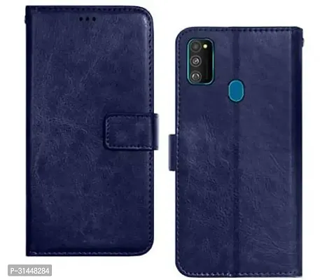 Gladly Flip Cover Compatible for Samsung Galaxy M21::Samsung Galaxy M30s Mobile Flip Cover With TPU Silicon Cover Blue-thumb0