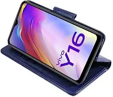 Gladly Flip Cover Compatible for Vivo Y16 Back Cover Soft Silicon Tpu Flip Cover Navy Blue-thumb2