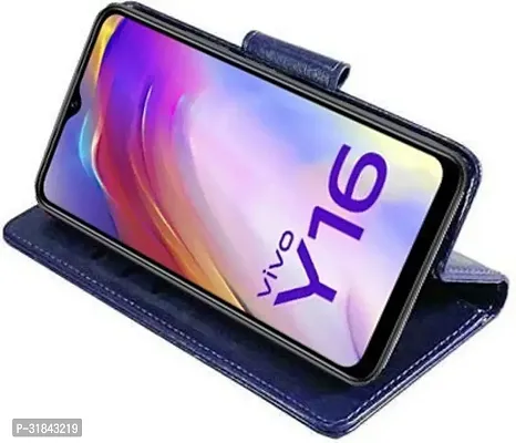 Gladly Flip Cover Compatible for Vivo Y16 Back Cover Soft Silicon Tpu Flip Cover Navy Blue-thumb3