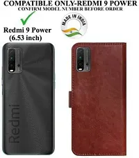 Flip Cover Compatible for Mi Redmi 9 Power Flip Cover Stylish Girls Cover Boys Designer Cover Brown-thumb2