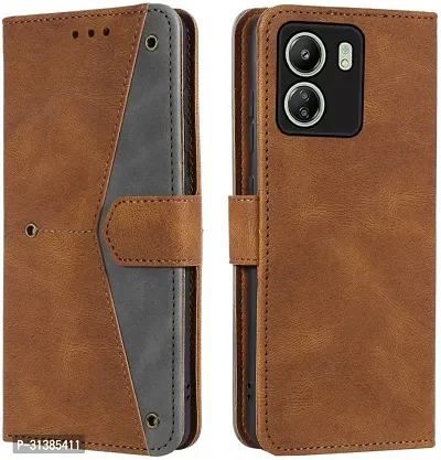 Flip Cover Compatible for Mi Redmi 13C Flip Cover Redmi 13C Back cover Mi Redmi 13C 4G/ Flip Cover Redmi 13C mobile back cover Xiaomi Redmi 13C Flip Cover Executive Brown, Magnetic Closure-thumb0