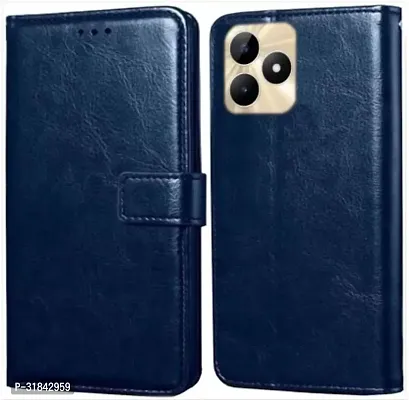 Gladly Flip Cover Compatible for Realme C51 Back Cover Soft Silicon Tpu Flip Cover Navy Blue-thumb0