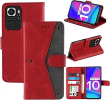 Flip Cover Compatible for Mi Redmi Note 10 Flip Cover Redmi Note 10 Back cover Mi Redmi Note 10s Flip Cover Redmi Note 10 mobile back cover Xiaomi Redmi Note 10 Flip Cover Executive Red, Magnetic Closure-thumb3